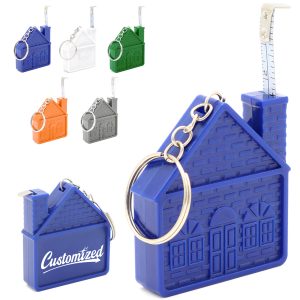 Custom House Shaped Mini Tape Measure Keychain