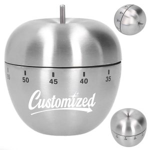 60 Min Stainless Steel Apple Shaped Mechanical Kitchen Timer