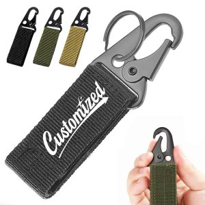 Custom MOLLE Tactical Webbing Strap Carabiner Keychain Clip
