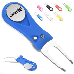 Folding Divot Repair Tool with Magnetic Ball Marker