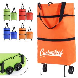 Foldable Rolling Shopping Grocery Cart Tote Bag with Wheels