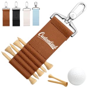 Personalized Golf Tee Holder Keychain with 5 Wooden Tees