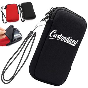 Neoprene Zipper Phone Pouch with Lanyard Strap