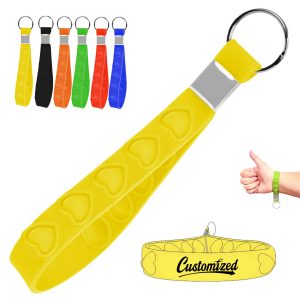 Heart Pattern Silicone Wristband Bracelet Keychain Custom