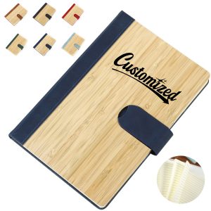 A5 Bamboo Cover Business Notebook with Magnetic Closure