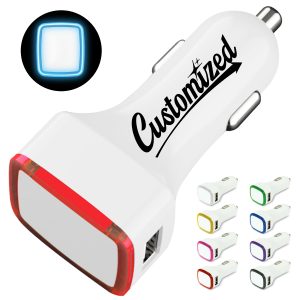Dual USB Car Charger Adapter w/ LED Light for Mobile Devices