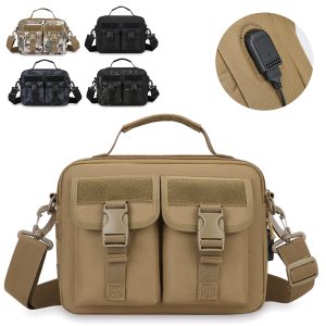 Durable Tactical Messenger Shoulder Bag w/ USB Charging Port