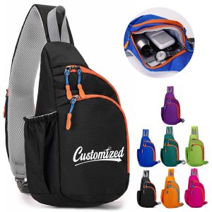 Nylon Sling Crossbody Chest Bag with Zippers & Side Pocket