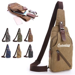 Casual Canvas Crossbody Sling Bag with Leather Accents