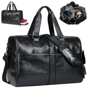 13'' PU Leather Gym Duffel Bag with Dry Wet Separation