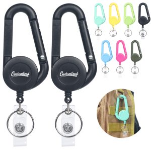 Retractable Carabiner Keychain for ID Badge Keys Reel Holder