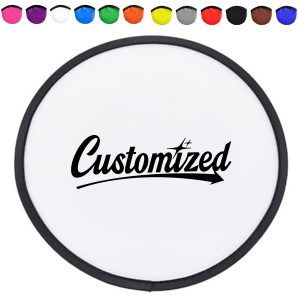 Customizable Foldable Flying Disc Hand Fan w/ Pouch