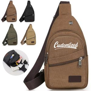 Casual Canvas Crossbody Sling Bag with Earphone Port