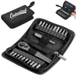 22 in 1 Ratchet Screwdriver Set with Bits in Zippered Case