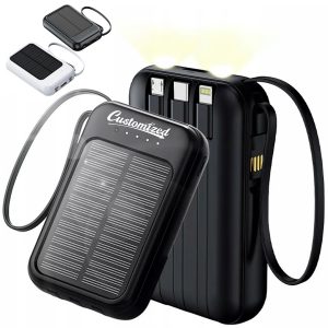 3 in 1 Solar Power Bank W/ Built In Cables and LED Indicator