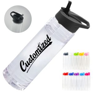 23Oz. Clear Sports Water Bottle with Flip Straw Lid
