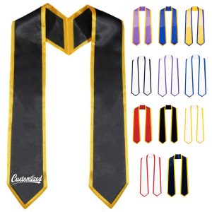 Satin Graduation Honor Stole with Trim for Ceremony