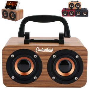 Wood Finish Bluetooth Speaker with Handle