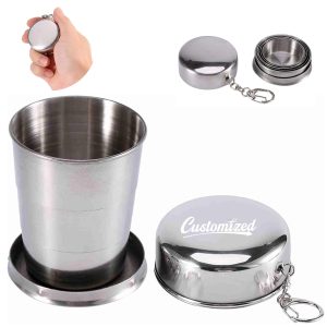 Stainless Steel Collapsible Travel Cup with Keychain