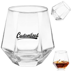 12Oz. Geometric Stemless Wine Glass Faceted