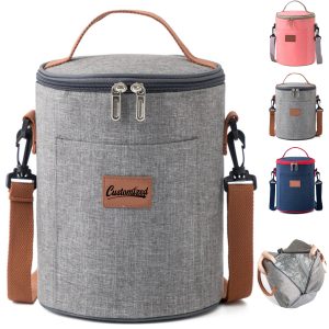 8L Insulated Round Cooler Bag W/ Handle and Shoulder Strap