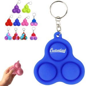 Silicone Pop Fidget Keychain Toy with Tri-Bubble Design
