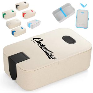 Wheat Straw Lunch Box W/ Divider and Detachable Phone Stand