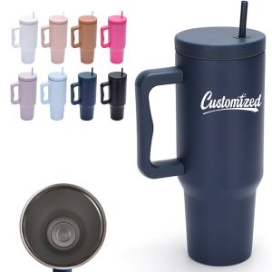 40Oz. Stainless Steel Tumbler with Handle & Straw