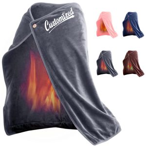 USB Heated Fleece Blanket Shawl with Adjustable Temperature