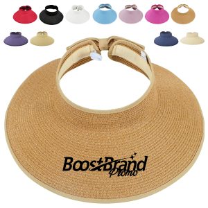 Rollable Straw Visor Hat Adjustable Sun Protection