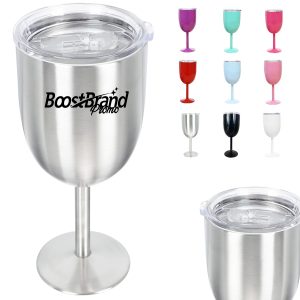 12Oz. Insulated Stainless Steel Wine Goblet with Lid