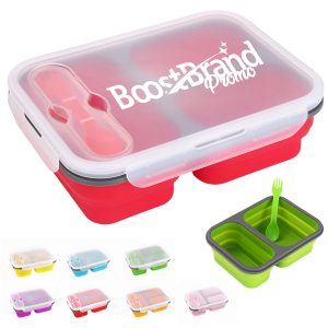 Collapsible Silicone Lunch Container with Fork