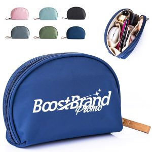 Compact Half-Moon Zippered Pouch with Wristlet