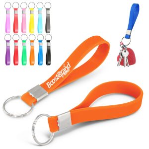 Durable Silicone Wristband Keychain with Metal Clasp