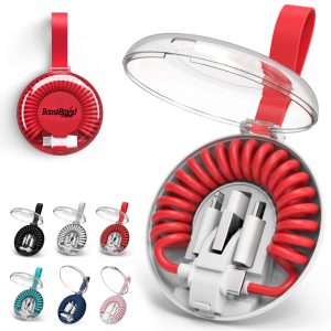 Multi-Connector Coiled Charging Cable with Travel Case