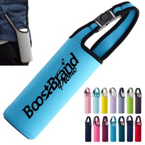 Insulated Water Bottle Carrier Sleeve with Shoulder Strap