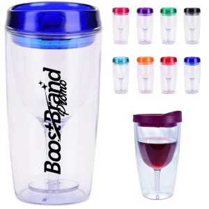 10Oz. Acrylic Double Wall Wine Tumbler with Lid