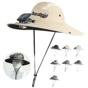 Solar Powered Outdoor Bucket Hat with Cooling Fan
