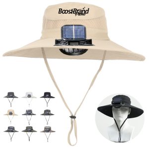 Camo Solar Powered Bucket Hat with Cooling Fan