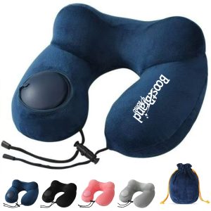 Inflatable Travel Neck Pillow with Built-in Pump