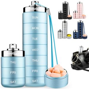 Stackable Aluminum Daily Pill Organizer & Travel Case