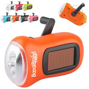 Hand Crank LED Flashlight with Solar Panel
