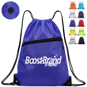Drawstring Bag with Front Zipper Pocket
