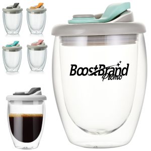 12oz. Double Wall Insulated Glass Tumbler with Lid