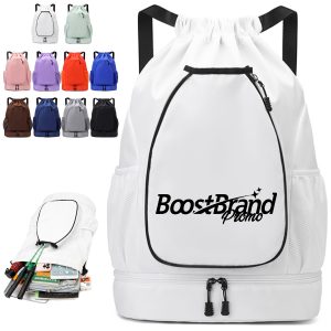 Waterproof Drawstring Sports Backpack with Shoe Compartment