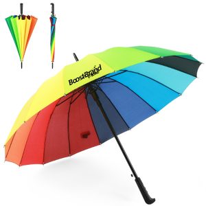 Rainbow Panel Umbrella with Hook Handle
