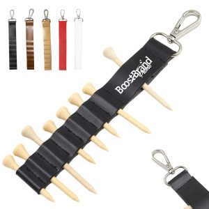 Leather Golf Tee Holder with Keychain Carabiner