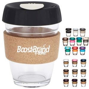 12oz. Reusable Glass Coffee Cup with Cork Band