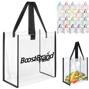 Clear Reusable Zippered Tote Bag with Handles