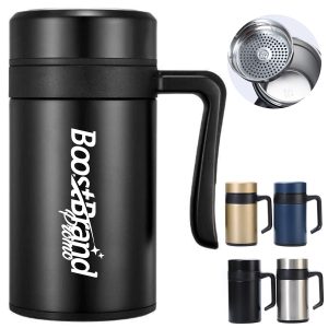 Insulated Stainless Steel Travel Mug with Handle
